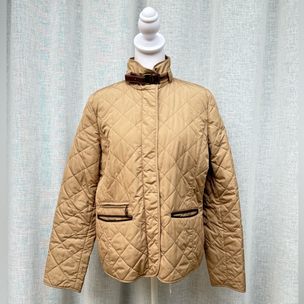 Lauren Jeans Company Ralph Lauren tan quilted equestrian zip up jacket
